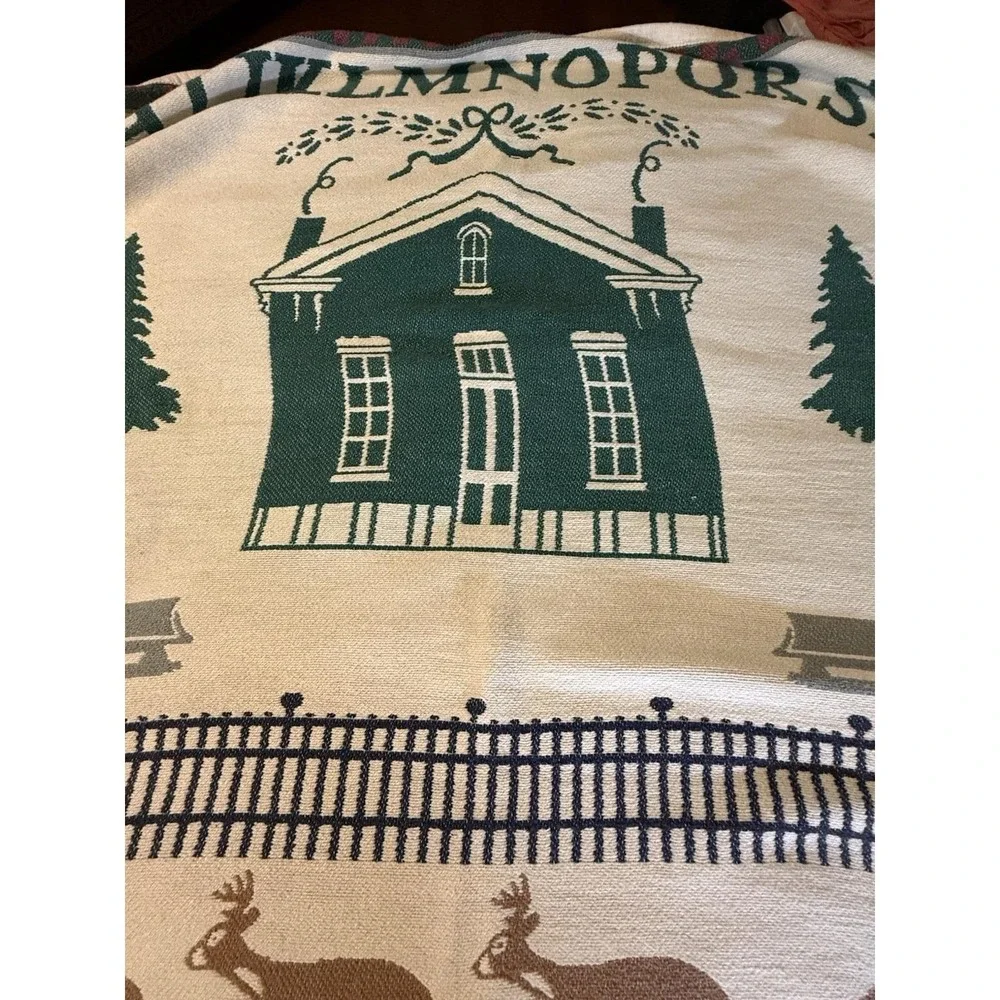 VTG Goodwin Weavers Double Sided Throw Blanket Grandmothers House Winter 59x46